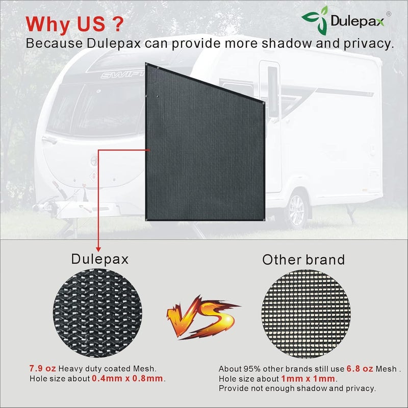 Dulepax ظل جانبي لستارة RV - 9'X7' - الجيل الثاني من شاشة ظل ستارة RV تحسن بشكل كبير من الظل والخصوصية. شاشة ظل ستارة RV عالمية مع مجموعات كاملة. - Image 4